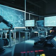 Smart modern factory automation using advanced machines, industrial 4.0 manufacturing process